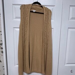 Women's Tan Cable Knit Sweater Vest plus